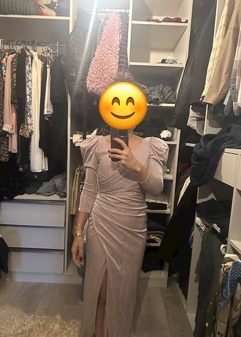 Drapeli V Yaka Uzun Abiye Elbise - Görsel 3