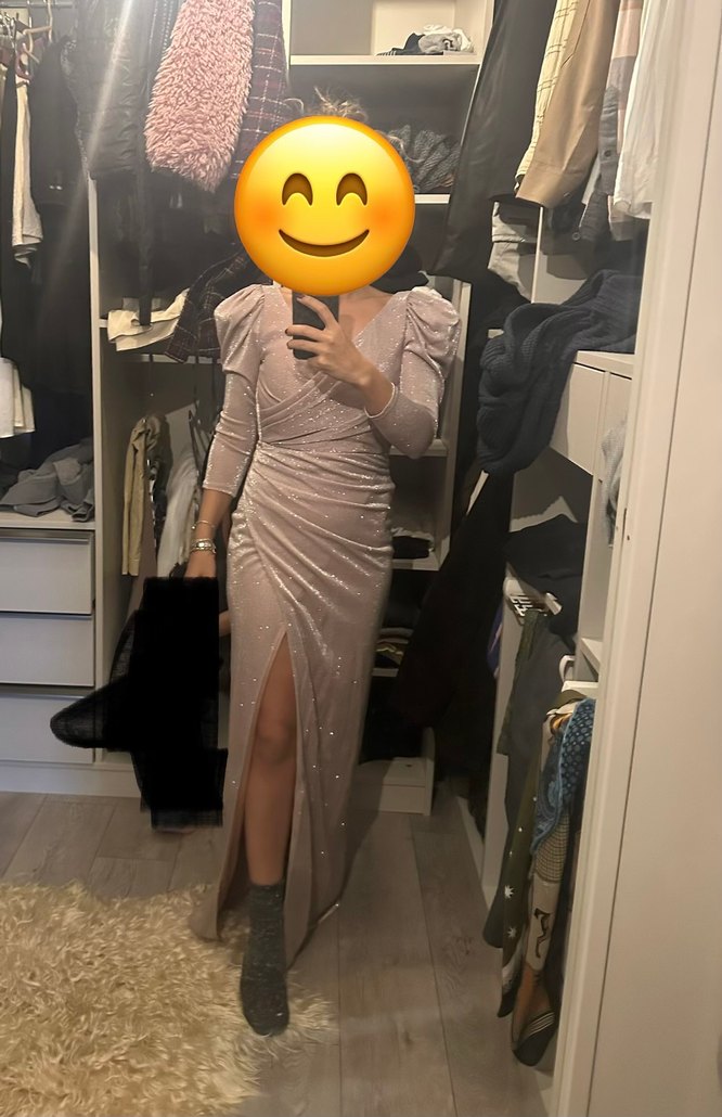 Drapeli V Yaka Uzun Abiye Elbise - Görsel 2