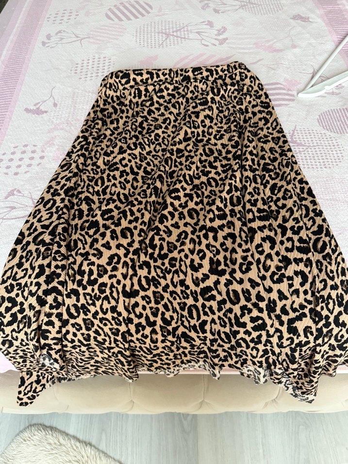 Leopar Desenli Midi Etek - Görsel 4