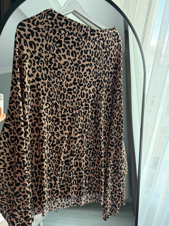 Leopar Desenli Midi Etek - Görsel 3