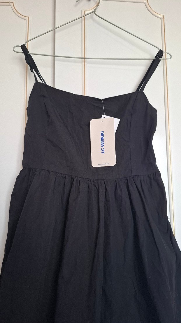 Siyah Mini Straplez Askılı Elbise - Görsel 2