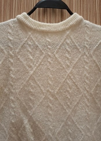 Mavi Beyaz Örgü Kadın Triko Kazak - Görsel 3