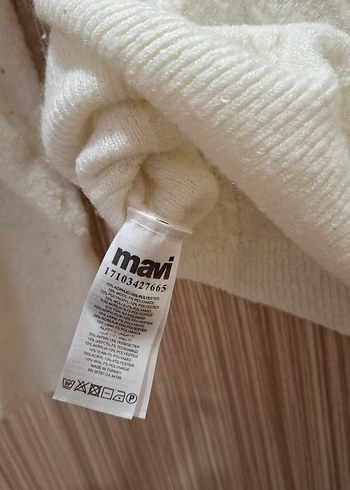 Mavi Beyaz Örgü Kadın Triko Kazak - Görsel 5