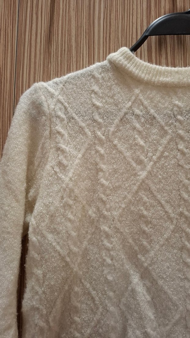 Mavi Beyaz Örgü Kadın Triko Kazak - Görsel 2