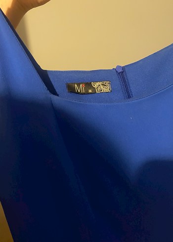 Parlak Mavi Mini Kolsuz Elbise - Görsel 2