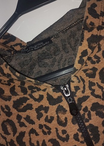 Kahverengi Leopar Desenli Kadın Sweatshirt - Görsel 2