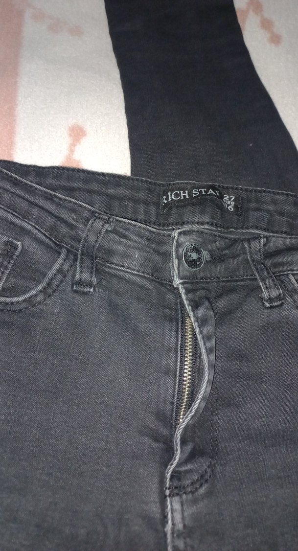 Siyah Kadın Dar Kesim Midi Boy Kot Pantolon - Görsel 3