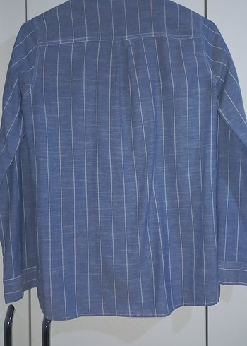 Düğmeli Uzun Kollu Mavi Kadın Gömlek - Görsel 3