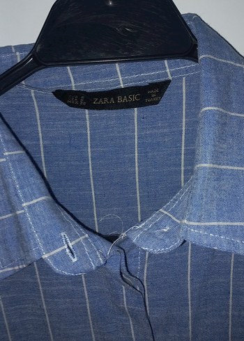 Düğmeli Uzun Kollu Mavi Kadın Gömlek - Görsel 2