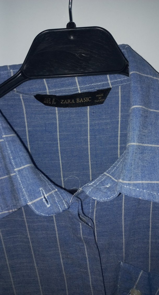 Düğmeli Uzun Kollu Mavi Kadın Gömlek - Görsel 2