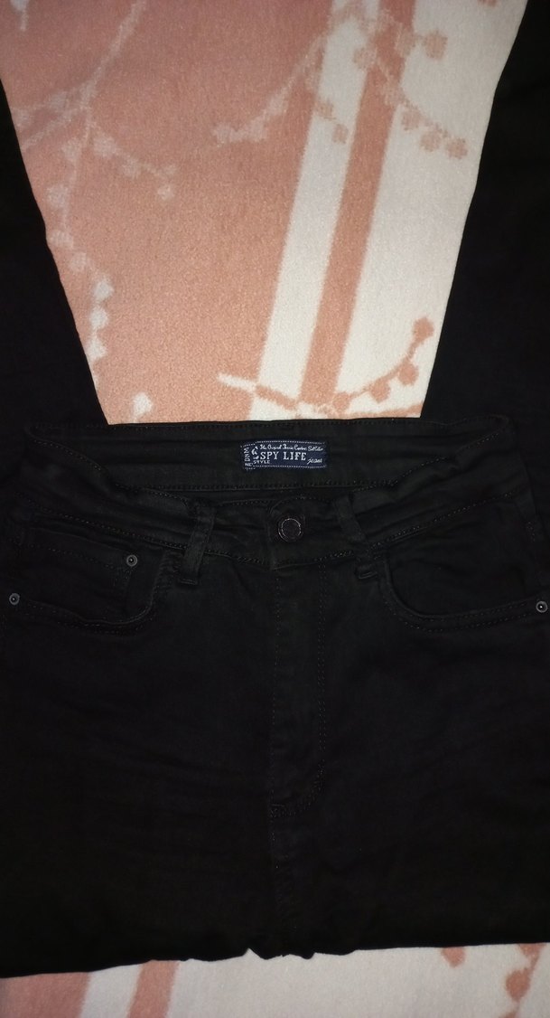 Düğmeli Siyah Kadın Kot Pantolon - Görsel 2