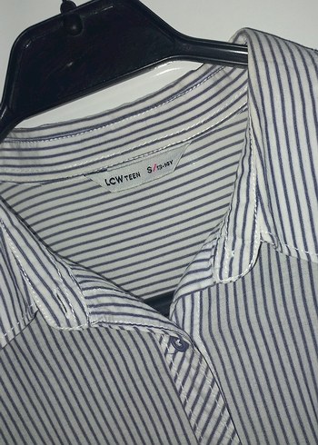 Çizgili Gri Kadın Uzun Kollu Gömlek - Görsel 2