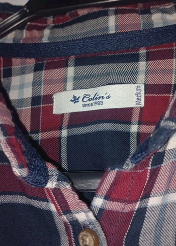 Bordo Ekose Desenli Kadın Gömlek - Görsel 3