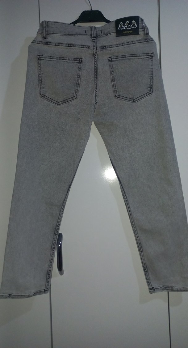 Gri Regular Fit Midi Denim Kadın Jean - Görsel 4