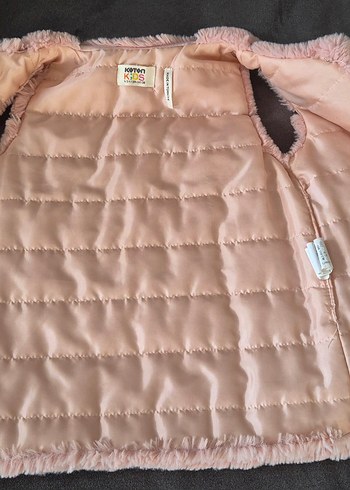 peluş yelek pembe kız cocuk kürk - Görsel 3