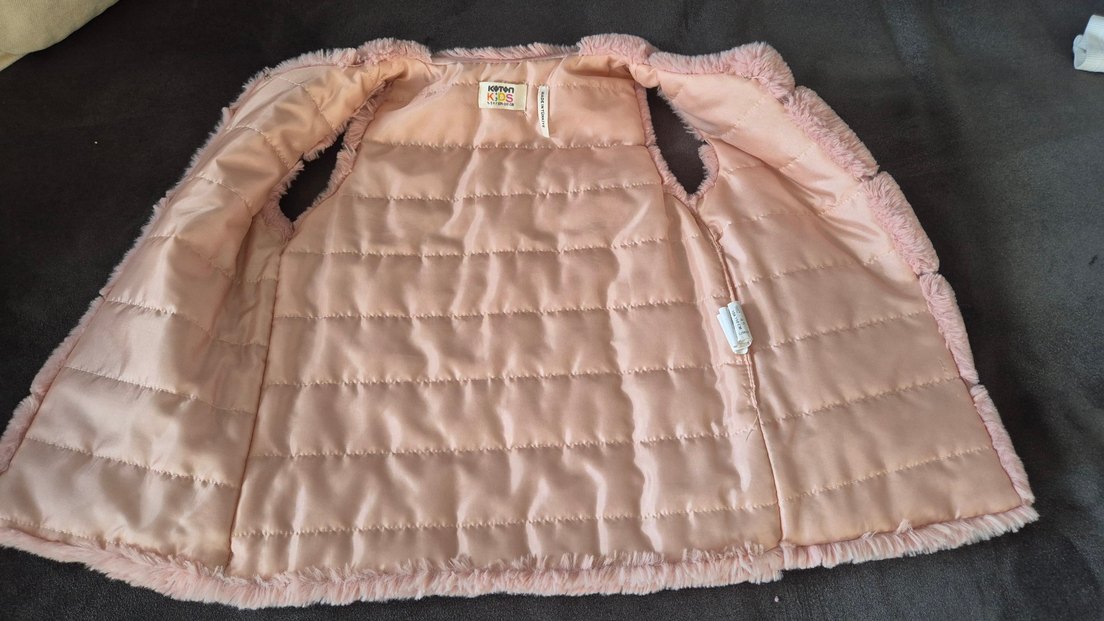 peluş yelek pembe kız cocuk kürk - Görsel 3