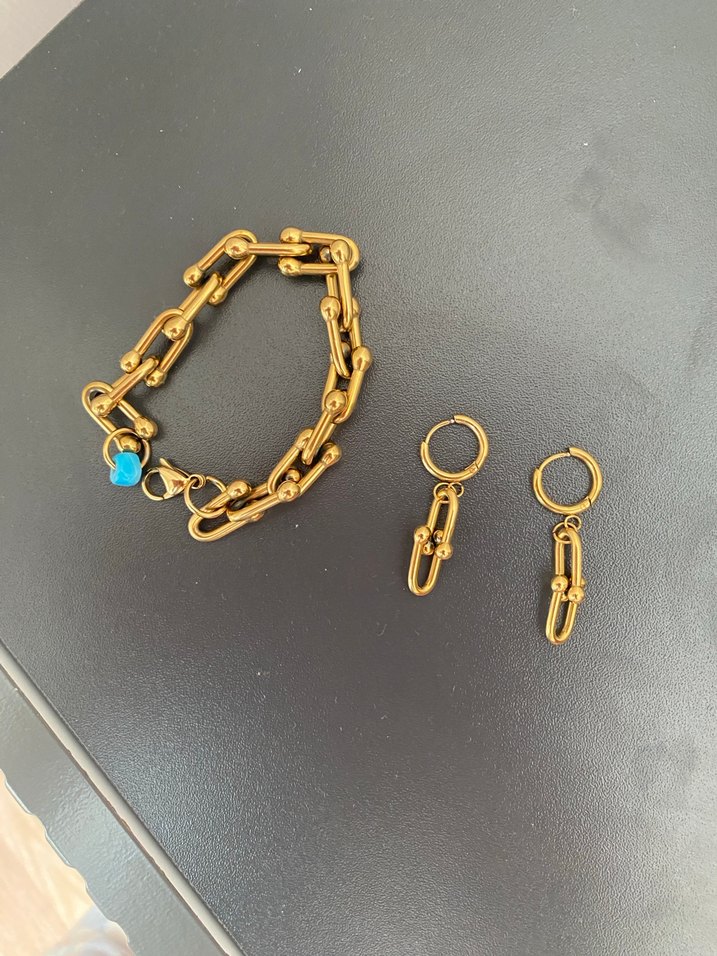 Zincir Detaylı Altın Renk Kadın Bileklik - Görsel 5