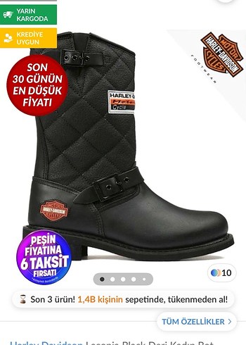 Harley Davidson SiyahTokalı Kadın Biker Bot - Görsel 4