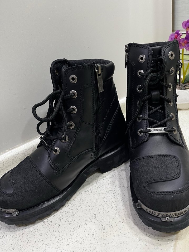 Harley davıdson Siyah Erkek Deri Biker Botlar - Görsel 2