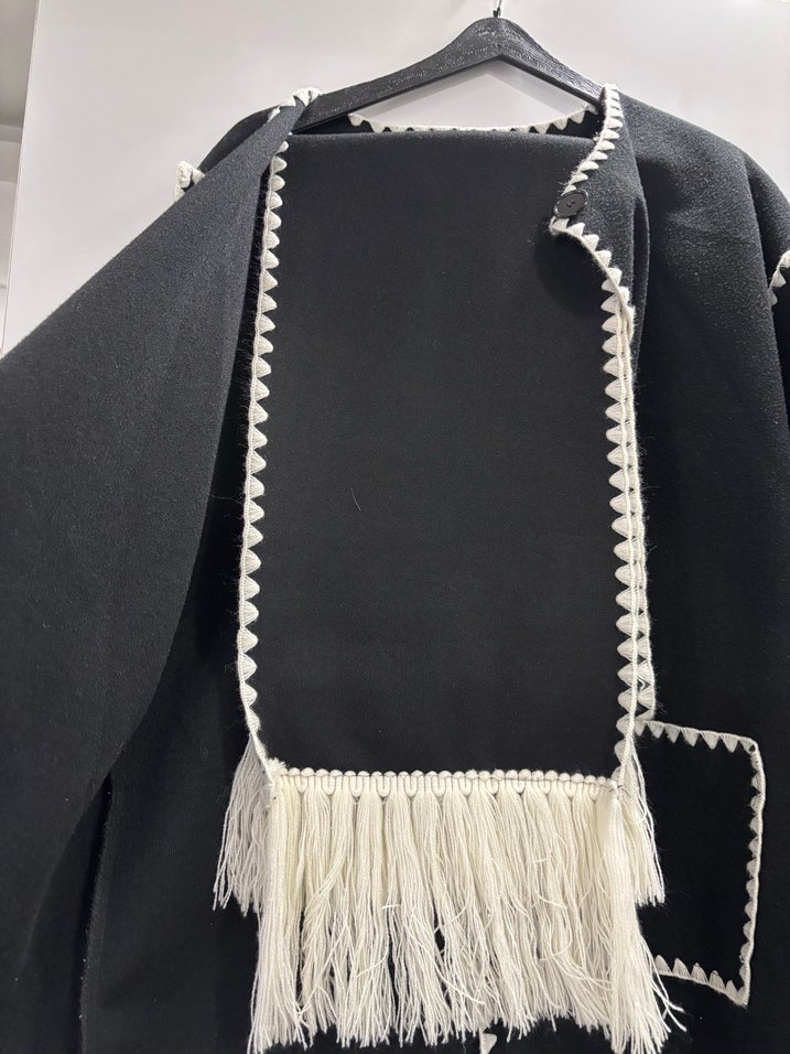 Düğmeli Siyah Kadın Polar Kaban - Görsel 3