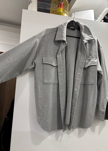 Düğmeli Gri Midi Kadın Kaban - Görsel 3