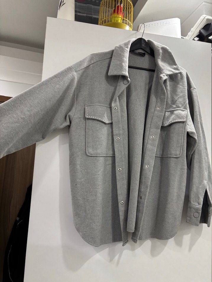 Düğmeli Gri Midi Kadın Kaban - Görsel 3