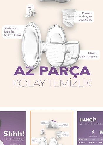 Mochi Giyilebilir Göğüs Pompası - Tekli, Mor - Görsel 3