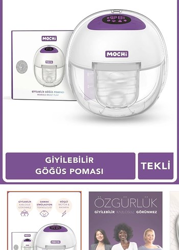 Mochi Giyilebilir Göğüs Pompası - Tekli, Mor - Görsel 8