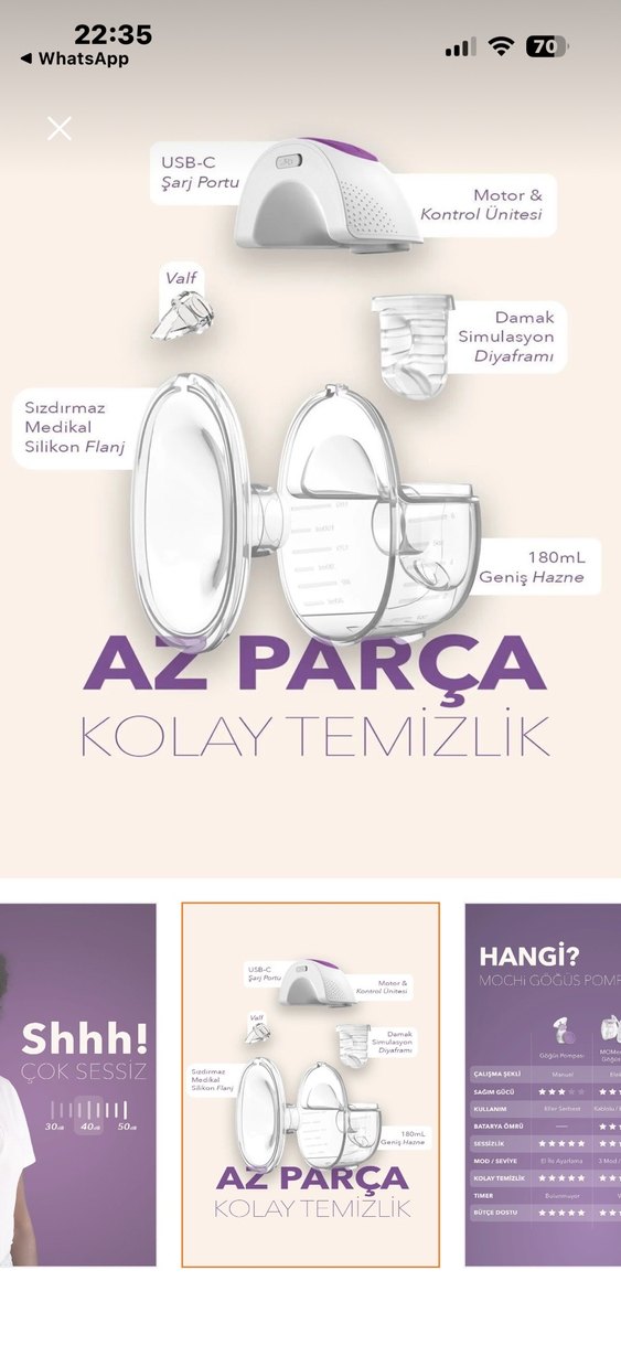 Mochi Giyilebilir Göğüs Pompası - Tekli, Mor - Görsel 3