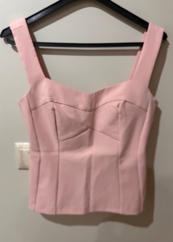 Pembe V Yakalı Midi Büstiyer