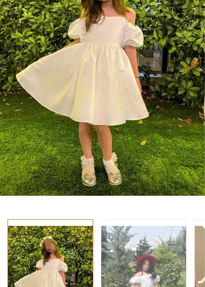 Özel tasarım beyaz tül askılı taş detaylı balon kol kız çocuk ab - Görsel 2