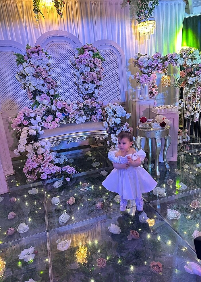 Özel tasarım beyaz tül askılı taş detaylı balon kol kız çocuk ab - Görsel 3