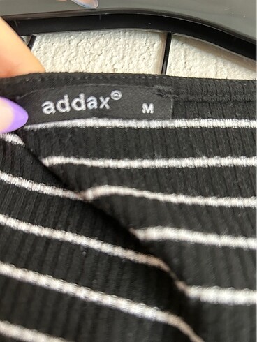 m Beden Addax Siyah Çizgili Dekolteli Bluz