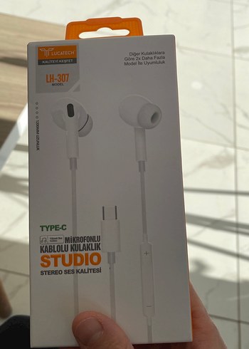 Turuncu Kablolu Type-C Kulaklık - Görsel 3