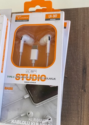 Turuncu Kablolu Type-C Kulaklık - Görsel 2