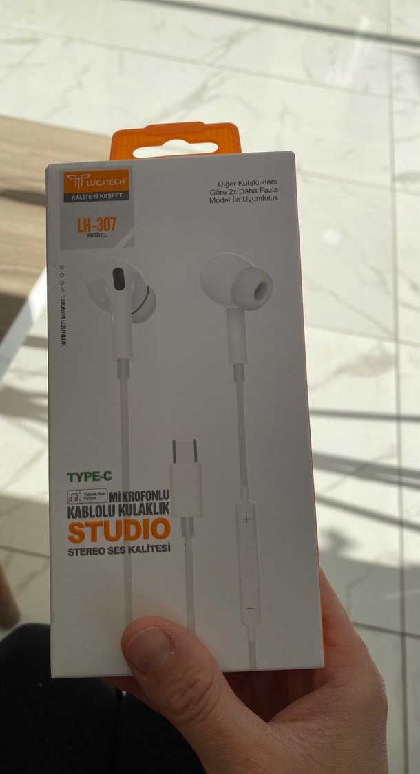 Turuncu Kablolu Type-C Kulaklık - Görsel 3
