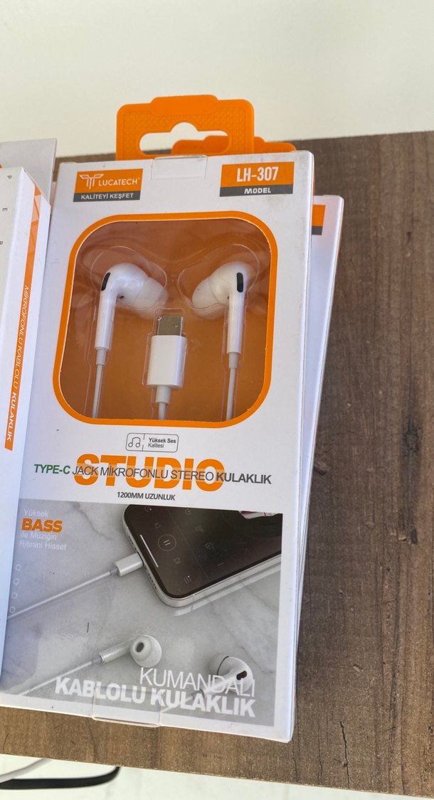 Turuncu Kablolu Type-C Kulaklık - Görsel 2