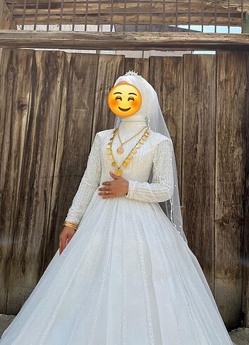 36 Beden beyaz Renk Gelinlik