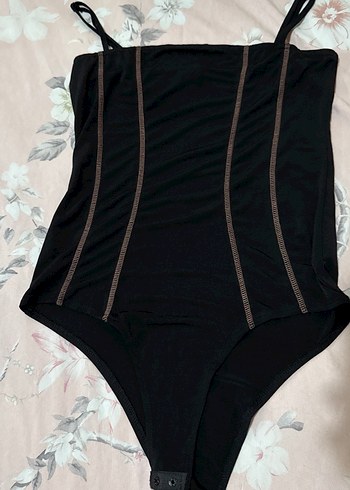 Siyah Straplez İnce Askılı Bodysuit