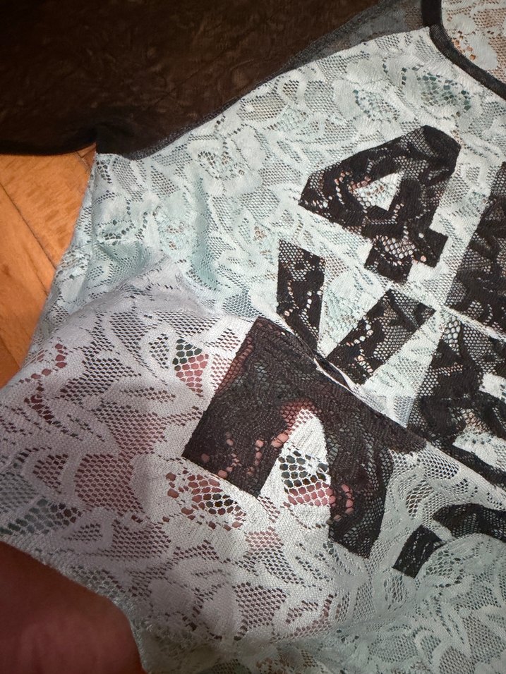 Dantel Detaylı Mavi Kadın Tişört - Görsel 4