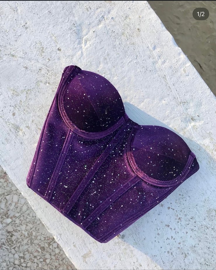 Mor Parlak Straplez Büstiyer - Görsel 2