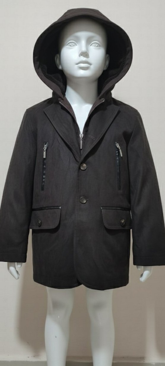 #Doctorjunior# Düğmeli beden 10 yaş Erkek Çocuk Kahverengi Kaban - Görsel 4