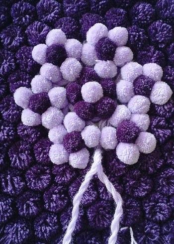 El emeği sıfır, ponpon detaylı Renkli Nakışlı Mor banyo lif - Görsel 4