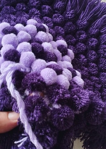 El emeği sıfır, ponpon detaylı Renkli Nakışlı Mor banyo lif - Görsel 7