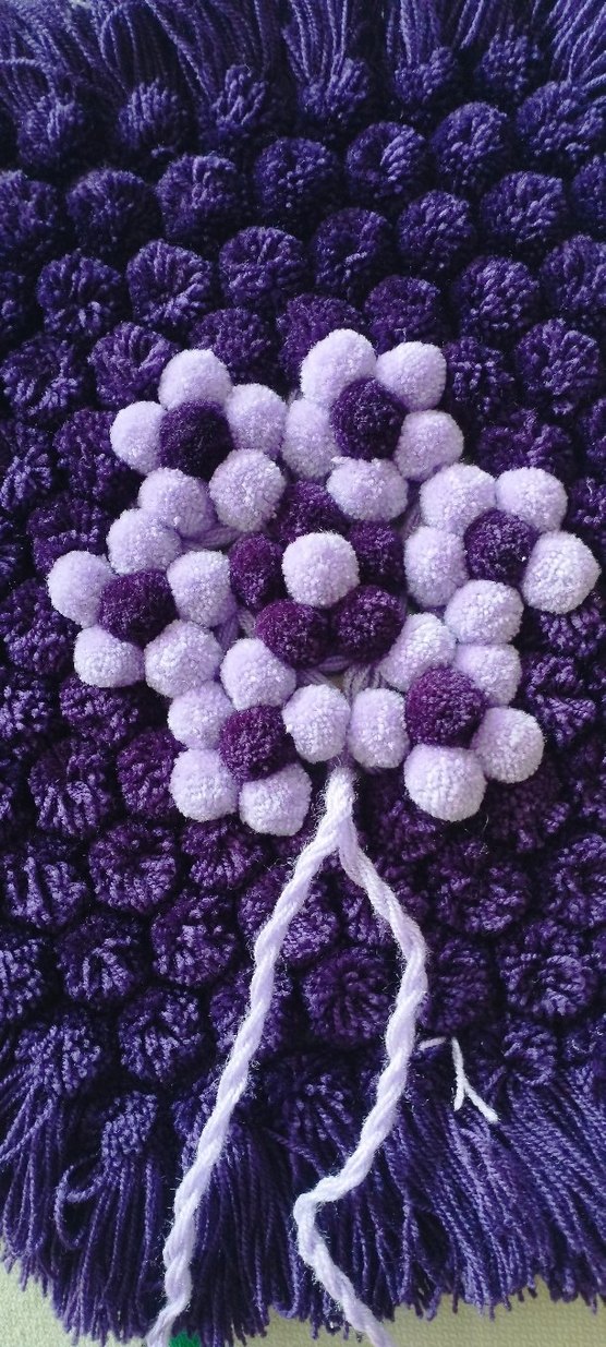 El emeği sıfır, ponpon detaylı Renkli Nakışlı Mor banyo lif - Görsel 4