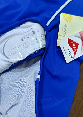 EROS YENİ ETİKETLİ Mavi Drapeli Kadın Mayo - Görsel 12