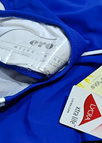 EROS YENİ ETİKETLİ Mavi Drapeli Kadın Mayo - Görsel 11