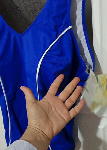 EROS YENİ ETİKETLİ Mavi Drapeli Kadın Mayo - Görsel 5