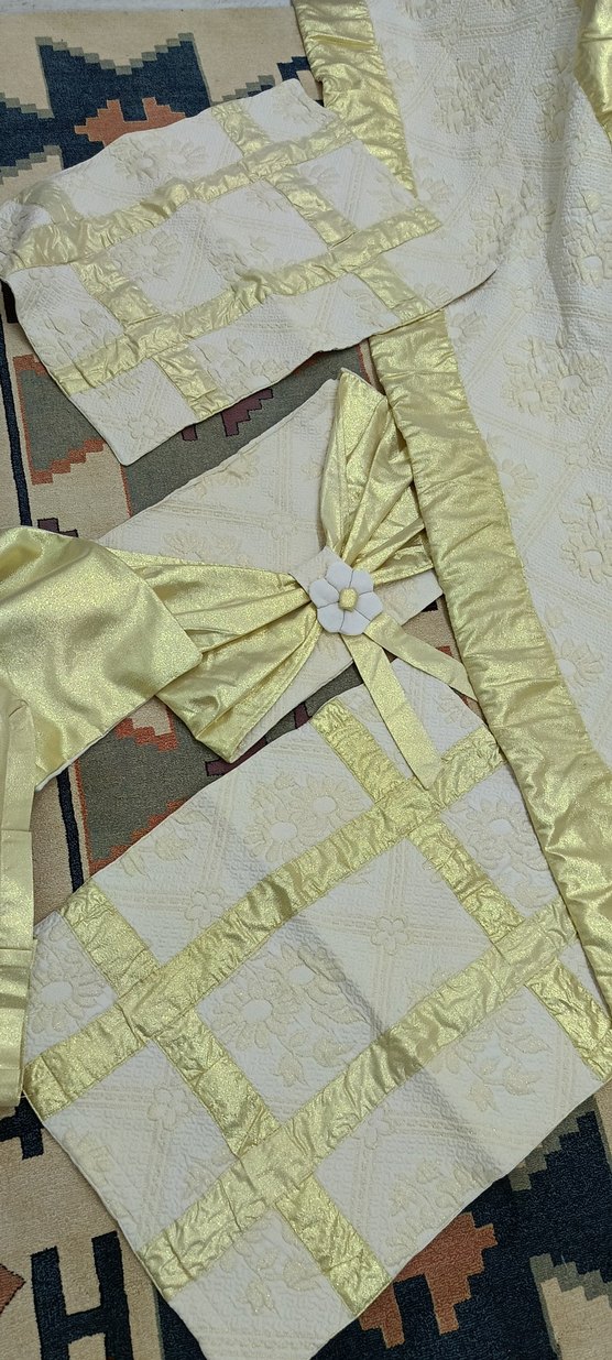 SIFIR 70 LER SONU,VİNTAGE SİMLİ SATEN PAMUKLU YATAKÖRTÜSÜ TAKIMI - Görsel 3