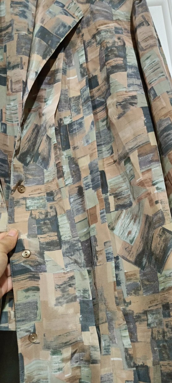 Vintega saten Düğmeli Kamuflaj Desenli Uzun Kadın Gömlek - Görsel 3